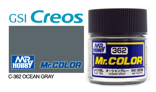 Gunze Mr Color C362 RAF Ocean Grey 10mL Lacquer Paint - Gunze Mr Hobby