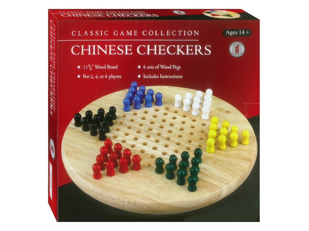 Chinese Checkers,Wood w/Pegs