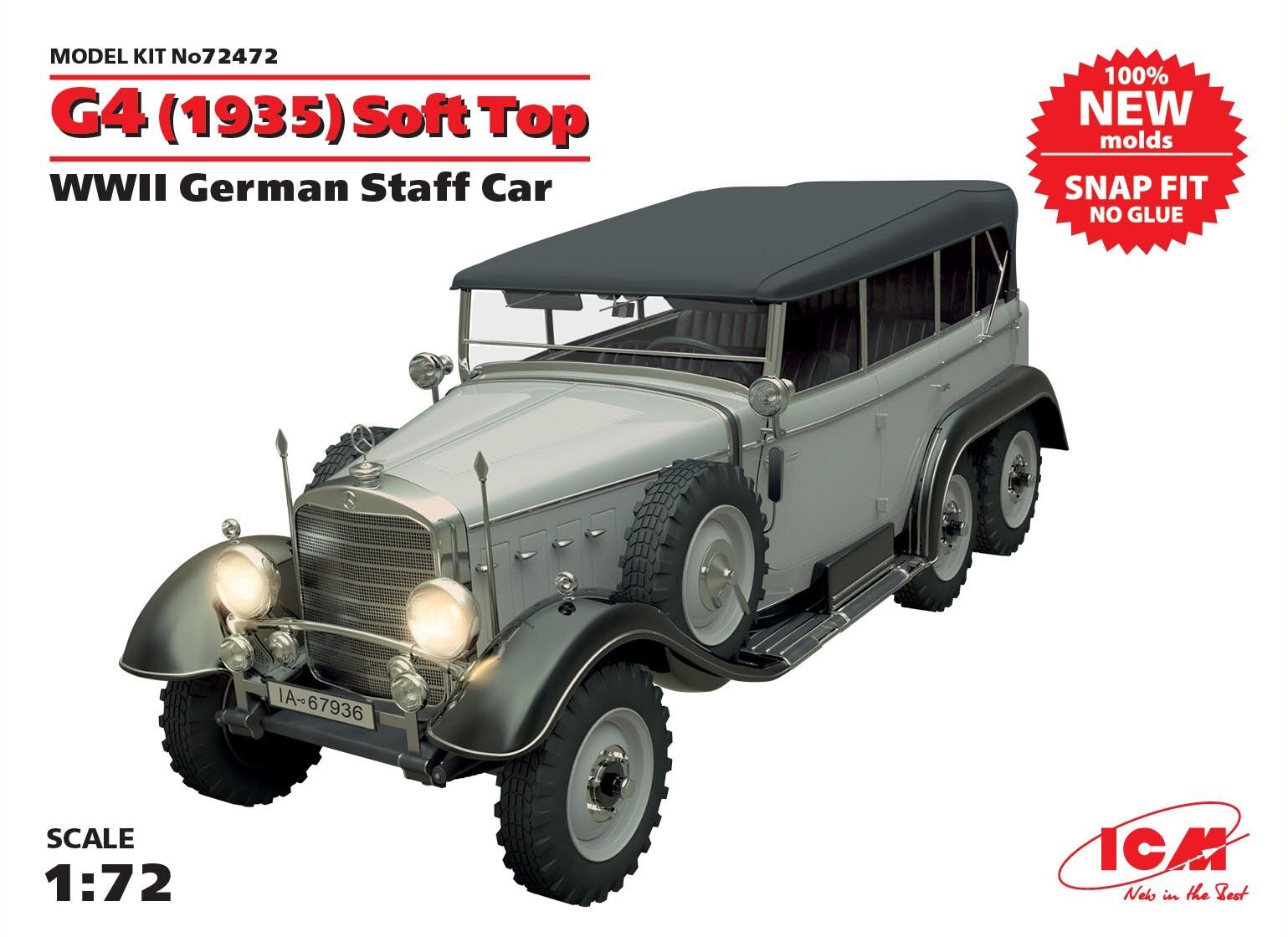 ICM 1/72 G4 (1935 Production), WWII German Staff Car, Snap Fit/no Glue ...