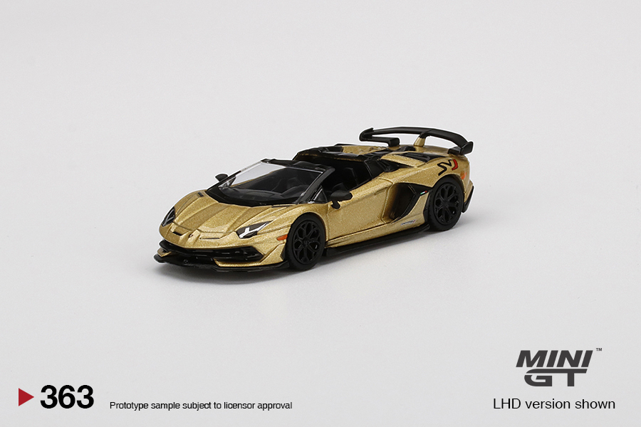 Mini GT 1/64 Lamborghini Aventador SVJ Roadster Oro Elios Diecast Car