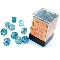 Chessex Nebula® 12mm d6 Oceanic/gold Luminary Luminary Dice Block™ (36 dice) CHX27956