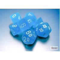 Chessex Frosted Mini-Polyhedral Caribbean Blue/white 7-Die Set CHX20416