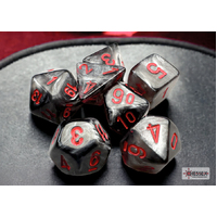 Chessex Velvet® Mini-Polyhedral Black/red 7-Die Set CHX20478