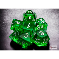 Chessex Translucent Mini-Polyhedral Green/white 7-Die Set CHX20375