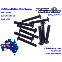 Plaig Bearings 3x18mm Button Head Screws