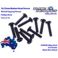 Plaig Bearings 3x12mm Button Head Screws