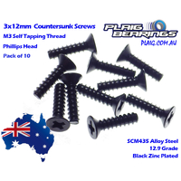 Plaig Bearings 3x12mm Countersunk Screws