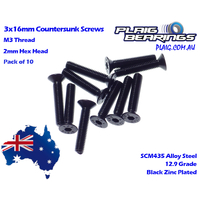 Plaig Bearings 3x16mm Countersunk Screws