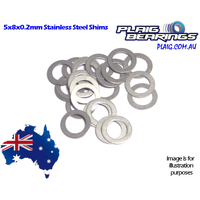 Plaig Bearings Shims 5x8 - 0.2mm Thickness - Stainless Steel