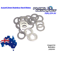 Plaig Bearings Shims 3x6 - 0.2mm Thickness - Stainless Steel