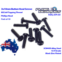 Plaig Bearings 3x10mm Button Head Screws