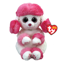 TY Beanie Bellies HEARTLY - Pink & White Poodle Plush Toy