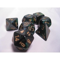 Chessex 27415 Dice Sets: Jade/Gold Scarab Polyhedral 7-Die Set