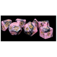 MDG Acrylic Dice Set Gold Numbers - Pink/Black