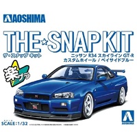 Aoshima 1/32 NISSAN R34 SKYLINE GT-R CUSTOM WHEEL(BAYSIDE BLUE) Plastic Model Kit