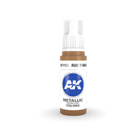 AK Interactive Rusty Brass Metallic Acrylic Paint 17ml 3rd Generation [AK11195]