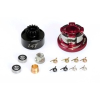 Alpha E64-BUR2214 14T Clutch Bell with 4 Shoe Clutch Flywheel Combo Set (Red)