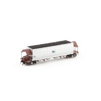 Auscsion HO NHHF Coal Hopper, PTC Red/Silver with Black/Blue L7 - 4 Car Pack