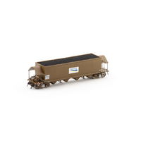 Auscision HO NHHF Coal Hopper, Freight Rail Wagon Grime with White Freight Rail Logos - 4 Car Pack