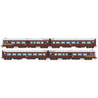 Auscision HO DEB Set Railcar, Indian Red with White L7 - 4 Car Set - DCC Sound Equipped (HPF956, TBR855, TB801, PF901)