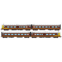 Auscision HO DEB Set Railcar, Reverse with White L7 & Waratah on PF - 4 Car Set (HPF952, TBR857, TB802, PF907)