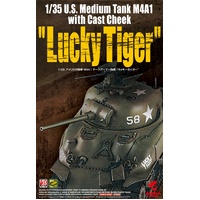 Asuka 1/35 U.S. Medium Tank M4A1 with Cast Cheek "Lucky Tiger" Plastic Model Kit