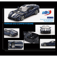 BBR Models 1/64 Ferrari 812 Competitizone Blu Tour De France Diecast Model Car