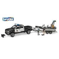 Bruder 1:16 RAM 2500 Police Pickup, L+S, trailer, boat & 2 figures