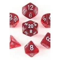 Chessex 23074 Translucent Polyhedral Red/White 7-Die Set