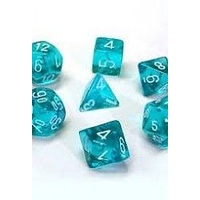 Chessex 23085 Translucent Polyhedral Teal/White 7-Die Set