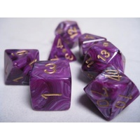 Chessex 27437 Dice Sets: Purple/Gold Vortex Polyhedral 7-Die Set