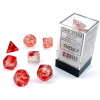 Chessex 27554 Nebula Polyhedral Red/Silver Luminary 7-Die Set