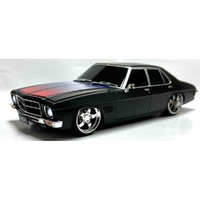 DDA 1/24 Matte Black w/Red/Blue Colour Shift Stripe Holden HQ Custom Spectra Rides Light Up - Plastic Diecast Car