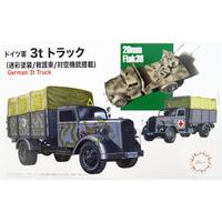 Fujimi 1/72 German 3ton Truck (Camouflaged/Medical Van/AA Ring Mount) (Mi-21) Plastic Model Kit [72321]