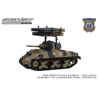 Greenlight 1/64 Battalion 64 1945 M4 Sherman Tank US Army WWII 12th Armored Division Germany w/T34 Calliope Rocket Launcher Diecast