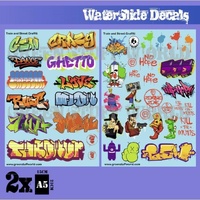 GREEN STUFF WORLD Waterslide Decals - Train and Graffiti Mix