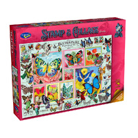 Holdson 1000pc Stamp & Collage Butterflies Jigsaw Puzzle