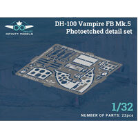 Infinity Models 1/32 Mk.5 Photo-etched detail set de Havilland DH-100 Vampire Mk.5 Plastic Model Kit