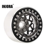 INJORA 1/10 Carbon Fiber Aluminum 1.9" Beadlock Wheels for RC Crawlers