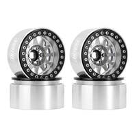 INJORA 1/10 1.9" CNC Aluminum Beadlock Wheels for RC Crawler Silver (4pcs)