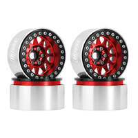 INJORA 1/10 1.9" CNC Aluminum Beadlock Wheels for RC Crawler Red (4pcs)