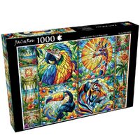 JaCaRou Stained Glass Jungle 1000 Pieces Jigsaw Puzzle