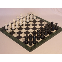 Chess Set Marble Black & White Black Edge 16in M1040