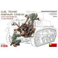 Miniart 1/35 U.S. Tank Repair Crew w/Continental W-670 Engine Plastic Model Kit