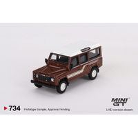 Mini GT 1/64 Land Rover Defender 110 1985 County Station Wagon Russet Brown Diecast Model Car