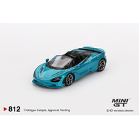 Mini GT 1/64 McLaren 750S Spider Belize Blue Diecast Model Car