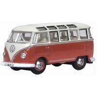 Oxford 1/148 Sealing Wax Red/Beige Grey VW T1 Samba Bus Diecast Model