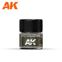 AK Interactive Real Colors: S.C.C. 15 Olive Drab Acrylic Lacquer Paint 10ml [RC037]