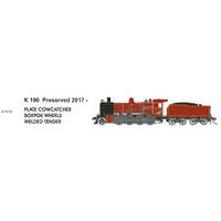 SDS Models HO K Class 190 Preserved 2017 Plate Cowcatcher Boxpok Wheels Welded Tender DCC Locomotive