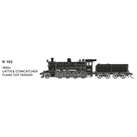 SDS Models HO K Class 103 1930's Lattice Cowcatcher Flare Top Tender Locomotive